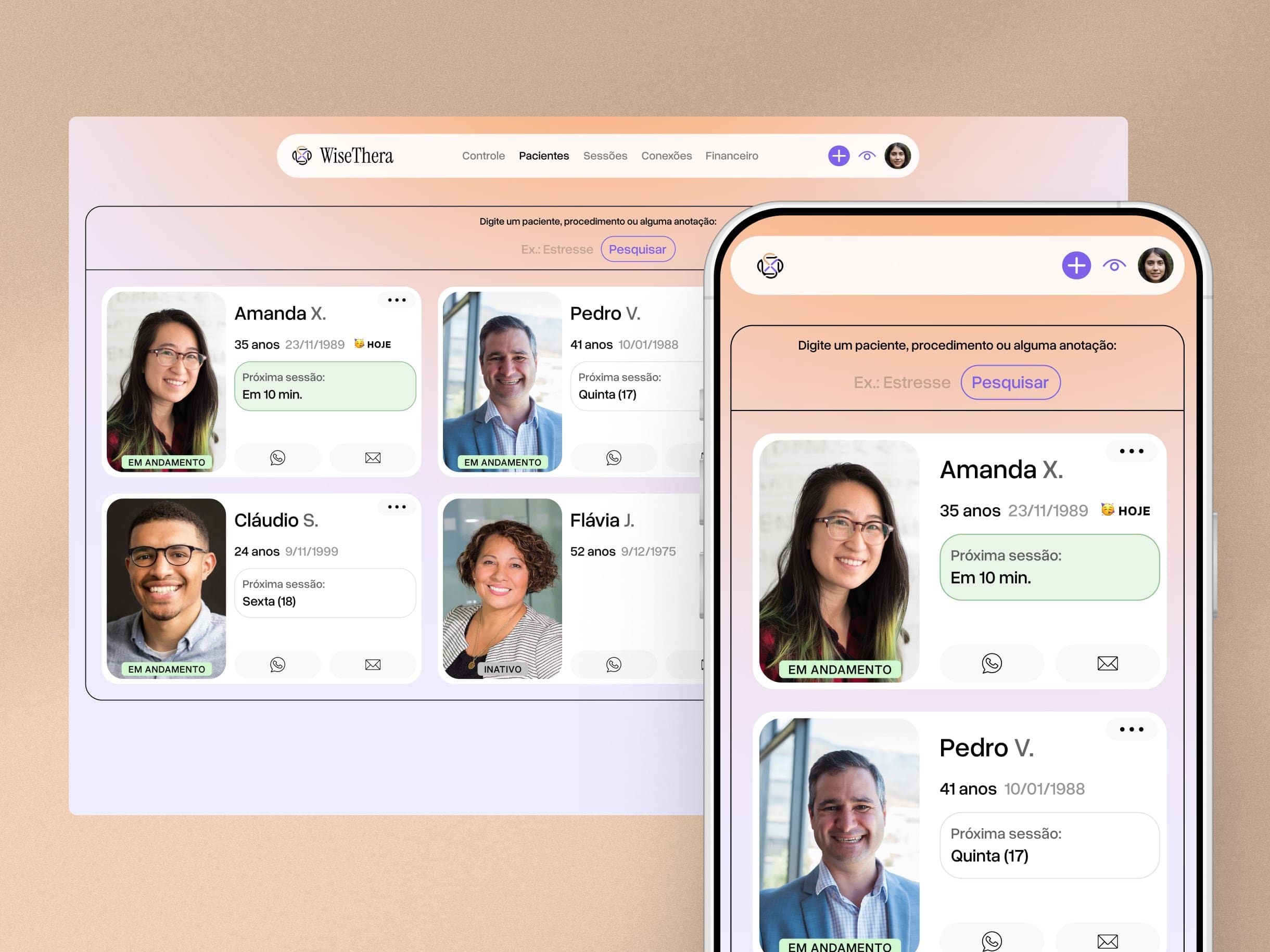Patient list, desktop and mobile