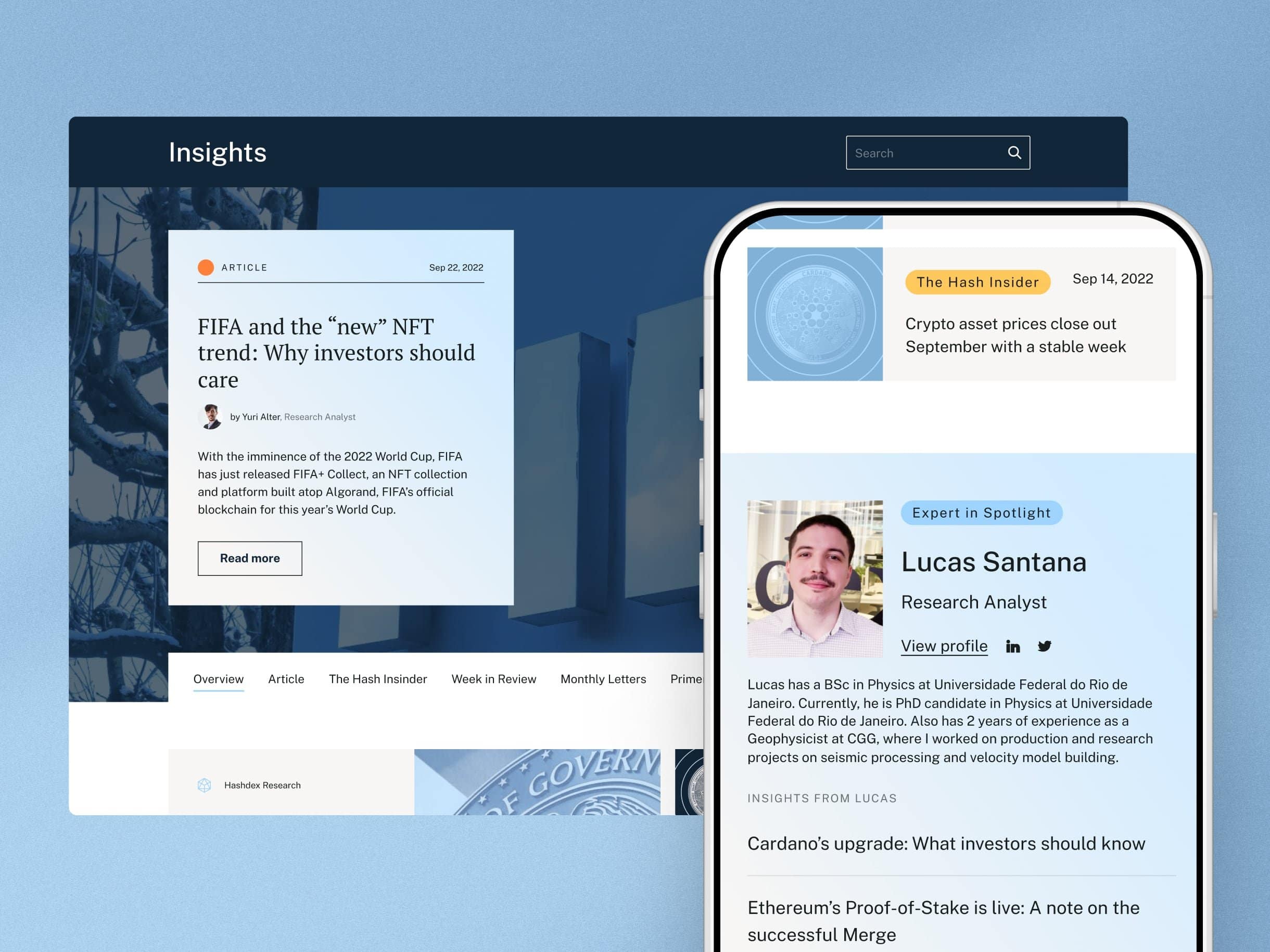 Insights hub, desktop and tablet